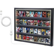 Card Sports Display Case with LED Light, Lockable Wall Frame with UV-Protected Acrylic for Basketball, Football, Hockey & Graded Trading Cards (Horizontal, 2 Pack)