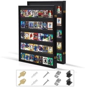 Card Sports Display Case, Lockable Wall Frame with UV-Protected Acrylic for Basketball, Football, Hockey & Graded Trading Cards Vertical, 2 Pack