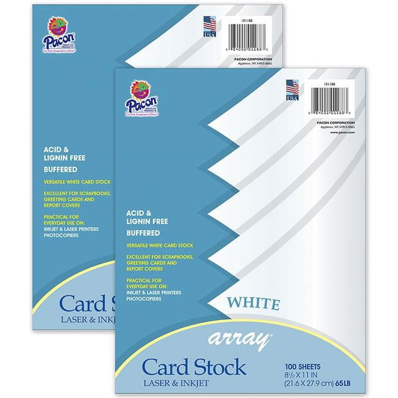 Card Stock, White & Assorted Color - 100 Sheet - Pack of 2