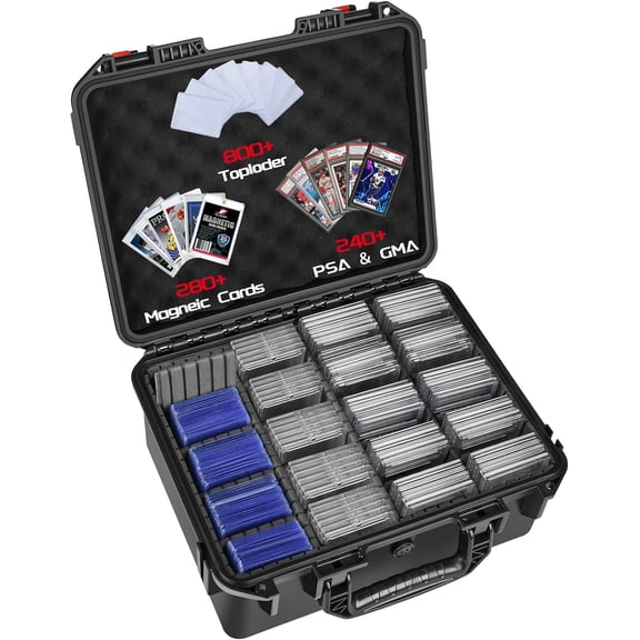 Card Storage Box for Graded Sports Cards - Extra Large Baseball Card Storage Box with 16 Dividers for PSA BGS SGC | Waterproof Trading Card Storage Case Fits Slab, Top Loader, Magnetic