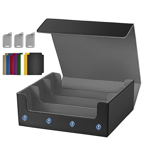 Card Storage Box for Trading Cards, 1800+ PU Leather Commander Card Deck Case, Magnetic Closure Card Holder Fits for Magic Game Cards (Black)