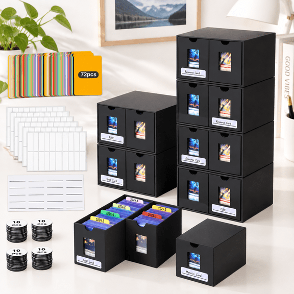 Card Storbox 14000+ Trading 2700+ Toploader Formander Display With 72 Dividers Labels & Tapes Fit Tcg Ptcg Mtg