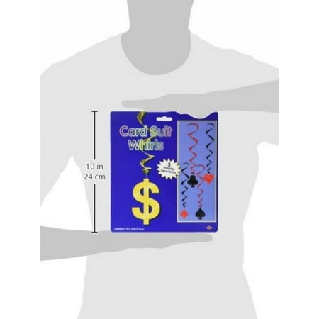 Card Suit Casino Night Hanging Swirl Decorations - 5 ct