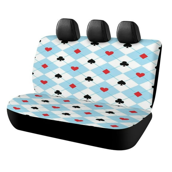 Card Suit Diamond Pattern Rear Seat Covers, Car Backseat Protector, Universal Back Seat Vehicle Interior Protector, Fits Most Cars, SUVs, Sedans, Trucks