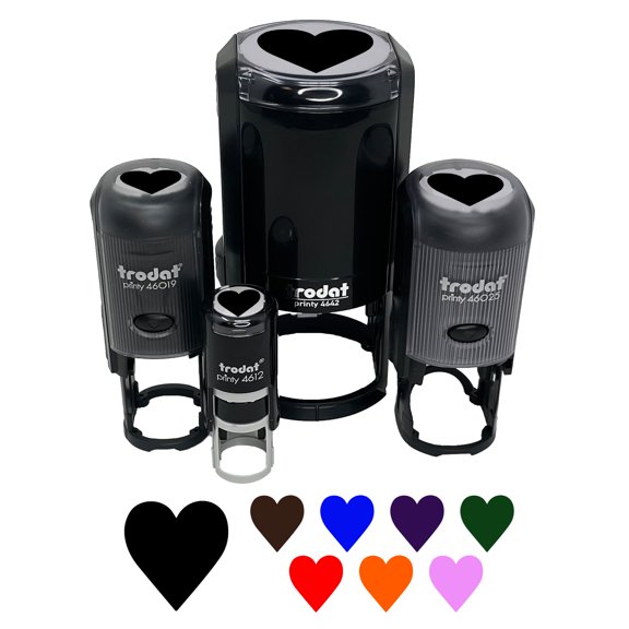 Card Suit Hearts Self-Inking Rubber Stamp Ink Stamper - Sky Blue Ink - Medium 1 Inch