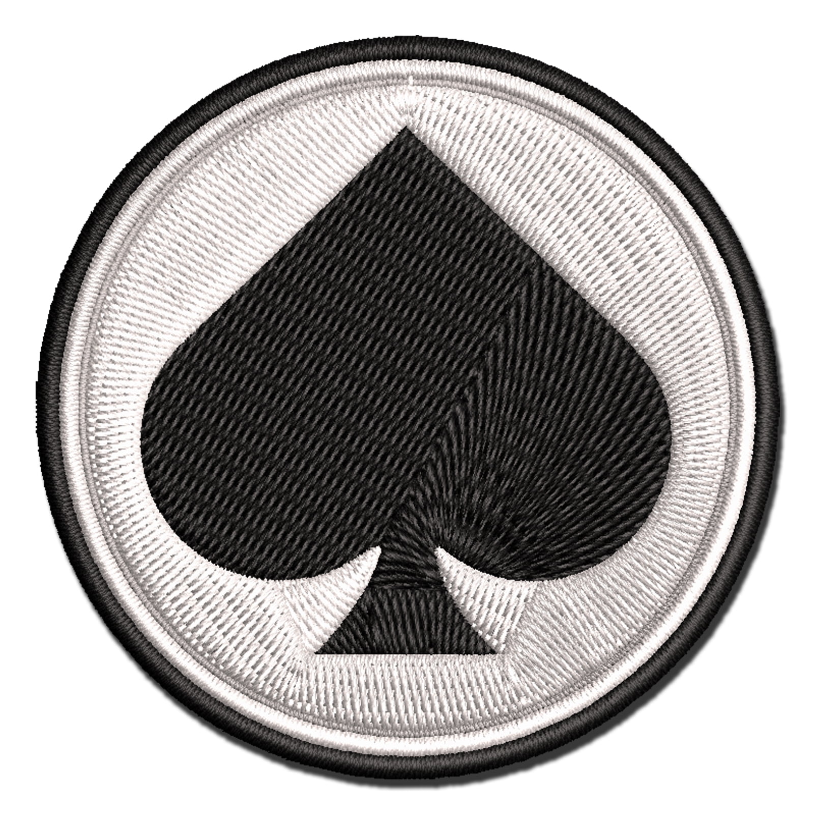 Card Suit Spades Applique Multi-Color Embroidered Iron-On Patch - 3.5 Inch Large