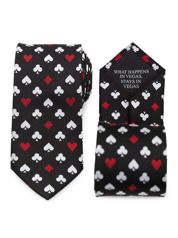 Card Suits Vegas Hidden Message Black Men's Tie