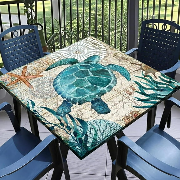 Card Table Covers Fitted Square 34x34 with Elastic Outdoor Elastic Table Cover for Tables Waterproof Wipeable Table Cloths for Indoor,Picnic,Kitchen,Dinner