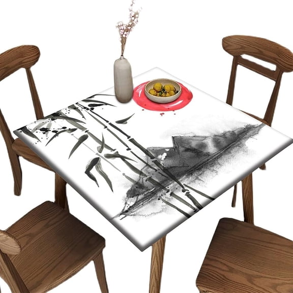 Card Table Tablecloth Square, Plant Pattern Printed on Stretchable Polyester Table Cover, Great for Home Kitchen Parties Holiday Dinner, Fit for 32" x 32"Square Table