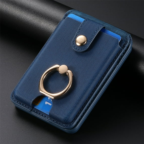 Card Wallet Holder with MagSafe for iPhone 15/14/13/12 Series, Magsafe Wallet with Ring Holder, Magnetic Wallet Card Kickstand with Phone Grip for Back of iPhone iPhone 15/14/13/12 Series, Blue