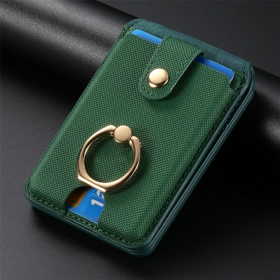 Card Wallet Holder with MagSafe for iPhone 15/14/13/12 Series, Magsafe Wallet with Ring Holder, Magnetic Wallet Card Kickstand with Phone Grip for Back of iPhone iPhone 15/14/13/12 Series, Green