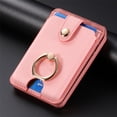 thumbnail image 1 of Card Wallet Holder with MagSafe for iPhone 15/14/13/12 Series, Magsafe Wallet with Ring Holder, Magnetic Wallet Card Kickstand with Phone Grip for Back of iPhone iPhone 15/14/13/12 Series, Pink, 1 of 4