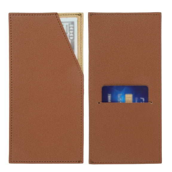 Card and Cash Envelope Wallet, 2Pcs Budget Cash Holder Reusable Money Bag Pouch Leather Money Organizer Pouch for Receipt Check Bill, Brown