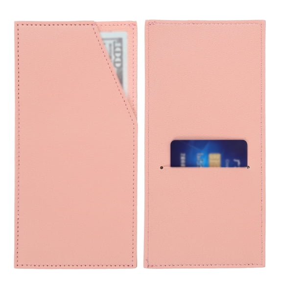 Card and Cash Envelope Wallet, 2Pcs Budget Cash Holder Reusable Money Bag Pouch Leather Money Organizer Pouch for Receipt Check Bill, Pink