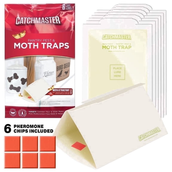 Catchmaster Pantry Pest & Moth Traps 6Pk, Sticky Moth Traps for Kitchen & Pantry Cabinet
