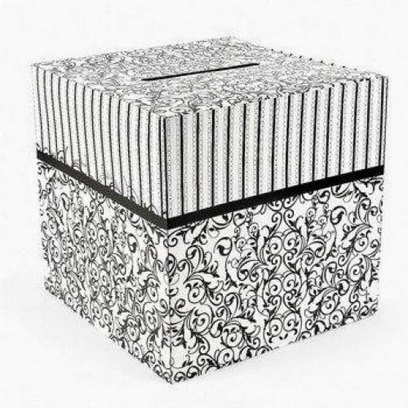 Cardboard Black And White Wedding Card Box