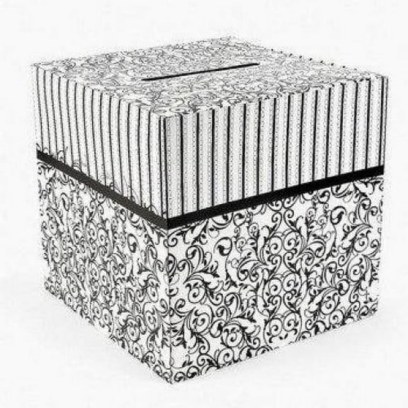 Cardboard Black And White Wedding Card Box