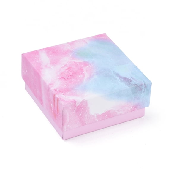 Cardboard Box Jewelry Set Boxes with Sponge Inside Square Sky Blue 7.5x7.5x3.5cm