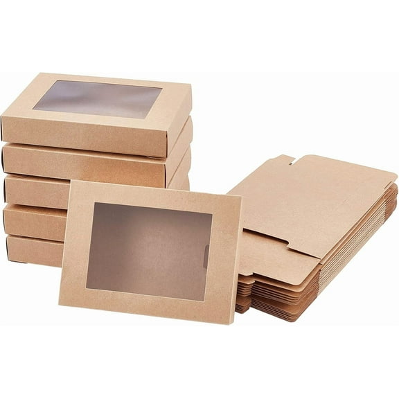 Cardboard Box with PVC Clear Window Rectangle Camel 17.5x13.5x3.5cm