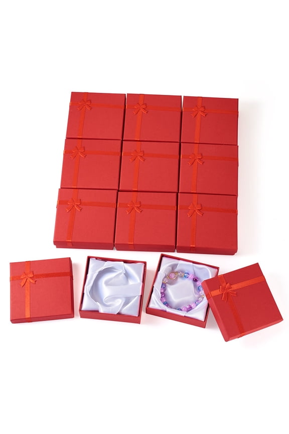 Cardboard Bracelet Boxes for Bracelet & Bangle Square Crimson 9.2x9.2x2.8cm