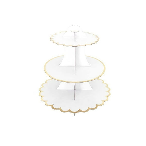 Cardboard Cake Stand, 3 Tier Paper Dessert Round Cupcake Holder Tower Disposable Pastry Stand for Birthday, Afternoon Tea,Wedding Party Anniversary Christening Fruit Desserts Display