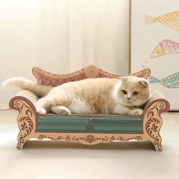 Cardboard Cat Scratcher Bed, 23 Inch Corrugated Cat Sofa Scratch Pad, Durable Scratching Board Lounge Bed for Indoor Cats