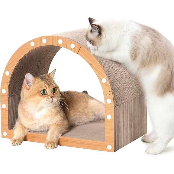 Cardboard Cat Scratcher House, Kitten Scratching Tunnel Board, Modern Scratch Pad for Indoor Cats, Durable Corrugated Cardboard Scratcher for Kitty