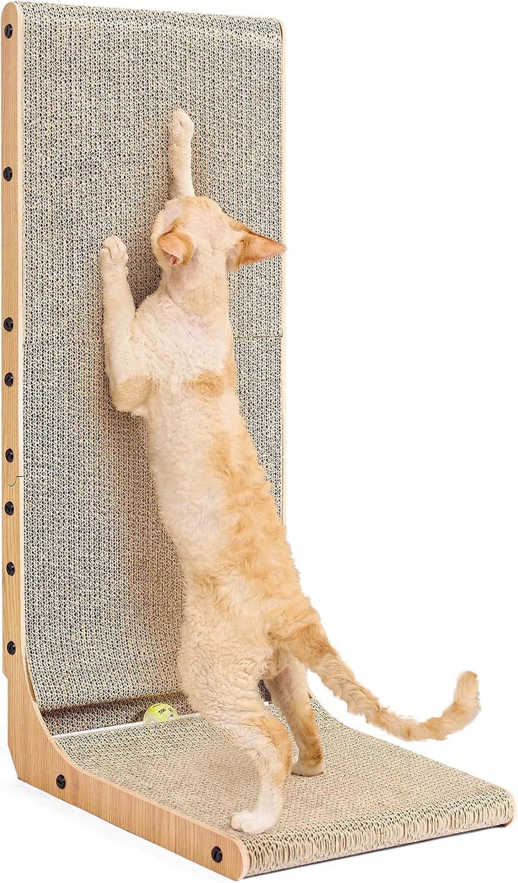 Cardboard Cat Scratcher for Indoor Cats, 32 Inch L Shaped Vertical Cat