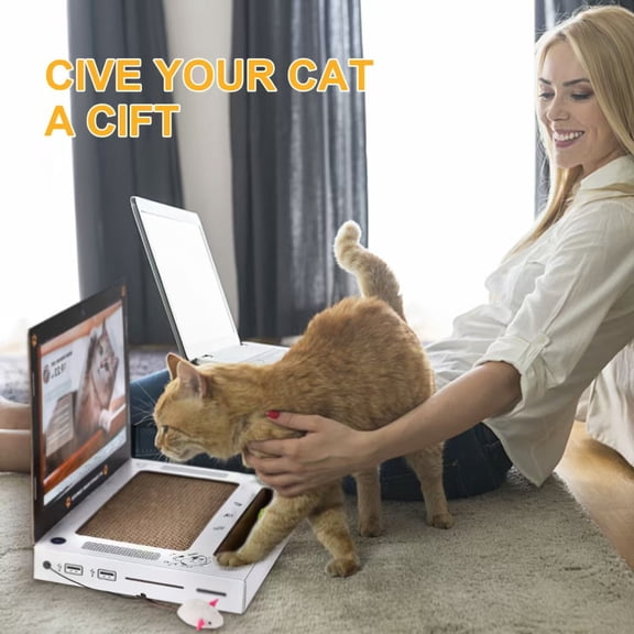 Cardboard Cat Scratcher with Laptop Design,Interactive Cat Toys for Indoor Cats,Kitten Scratcher Cat Scratch Board,1 Pack