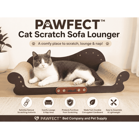 Pawfect Bed Company And Pet Supply Ergonomic Design Cardboard Cat Scratching Pad with Cardboard Cat Scratch Sofa & Tools