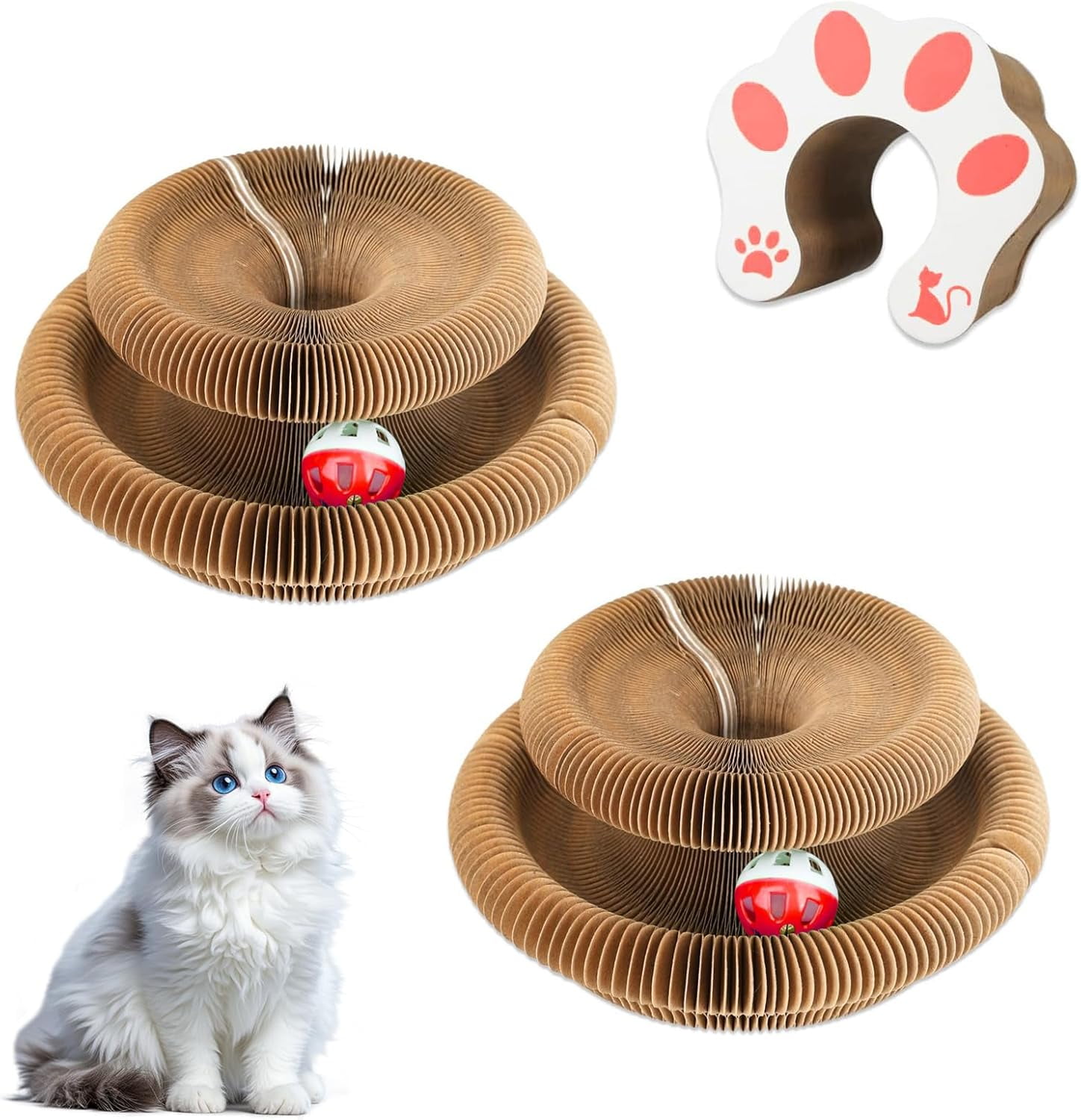 Cardboard Cat Toy, Interactive Foldable Cat Scratcher with Honeycomb Structure for Claw Care,Transformable Play Configurations, Exercise and Multi-Cat Play