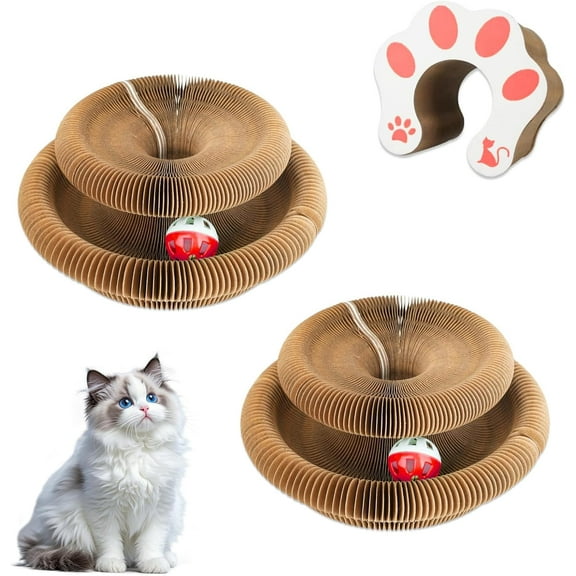 Cardboard Cat Toy, Interactive Foldable Cat Scratcher with Honeycomb Structure for Claw Care,Transformable Play Configurations, Exercise and Multi-Cat Play