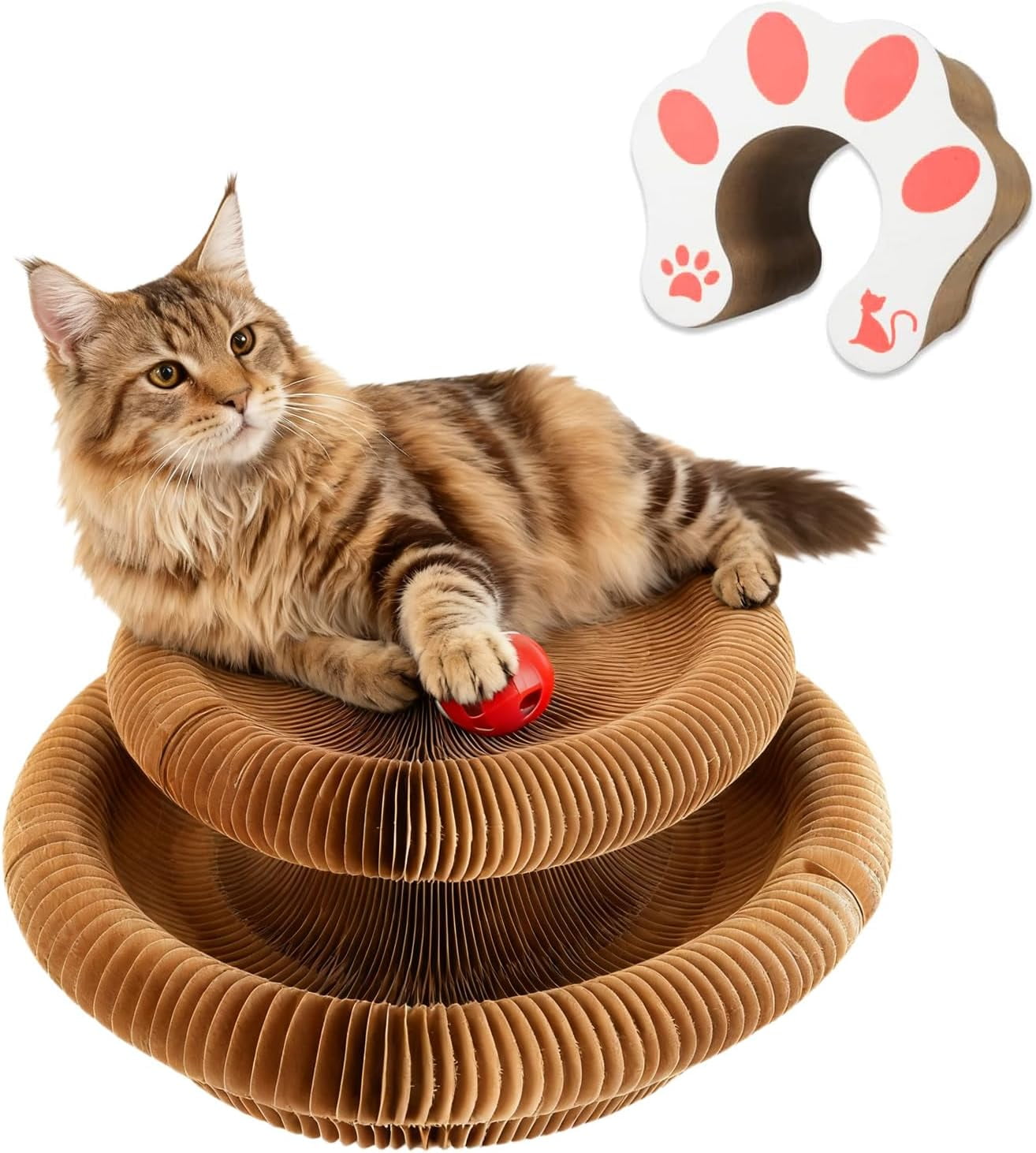Cardboard Cat Toy, Interactive Foldable Cat Scratcher with Honeycomb Structure for Claw Care,Transformable Play Configurations, Exercise and Multi-Cat Play