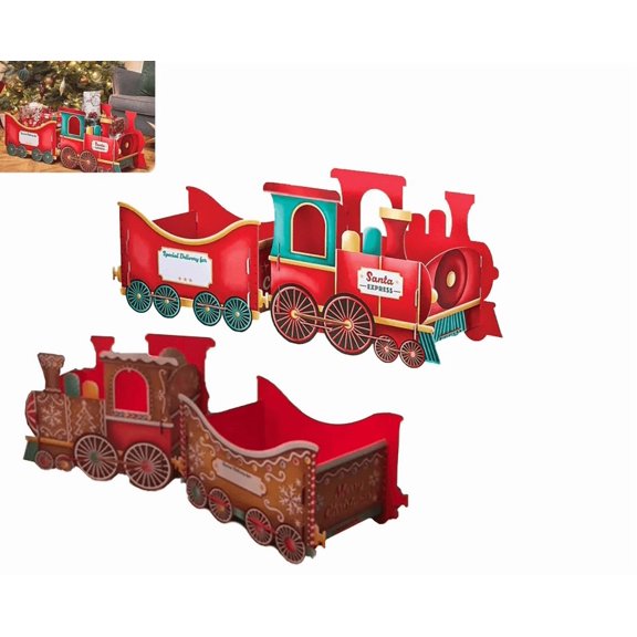 Cardboard Christmas Presents Train - Santa Gift Trains Set with Spacious Compartments, Deliver Holiday Cheer in Style A+B