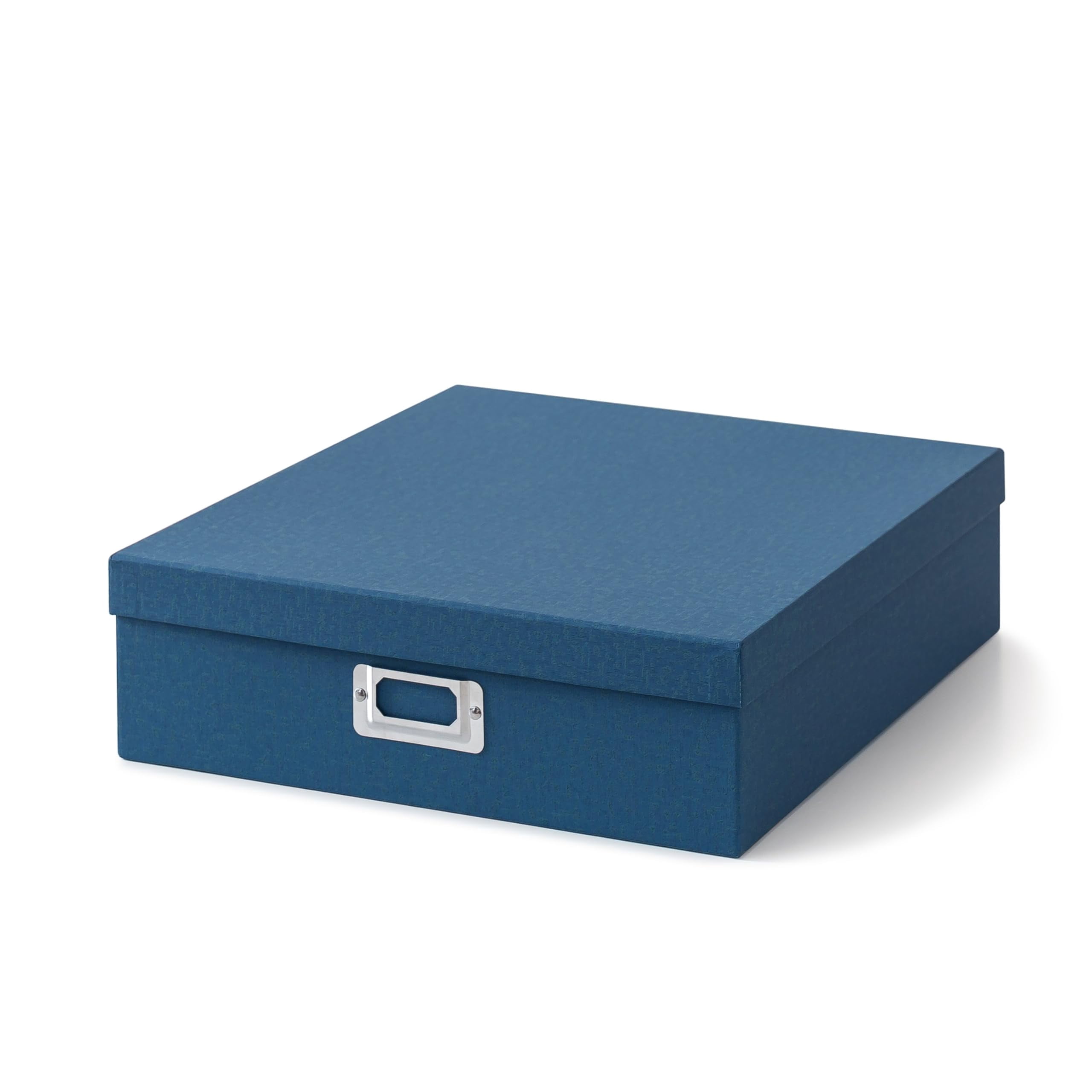 Cardboard Decorative Photo Storage Box With Lid  14.8 * 13.0 3.7 In Picture For Keepsakes And Memorabilia Album Memories Scrapbook Artwork Stationary Blue
