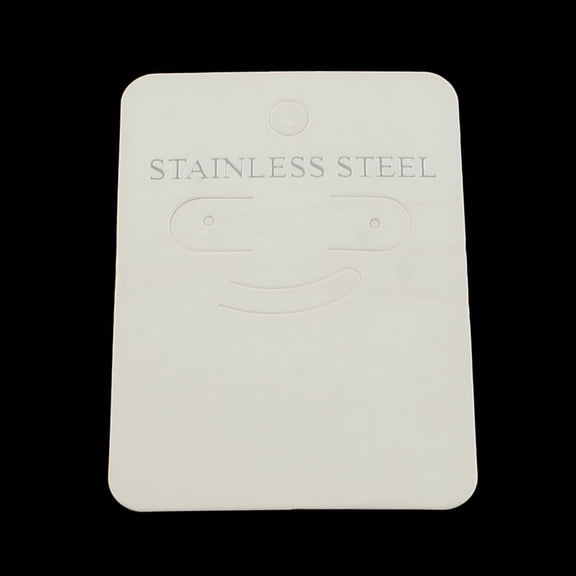 Cardboard Ear Stud Display Cards Rectangle with Word Stainless Steel White 70x50x0.5mm Hole: 6mm