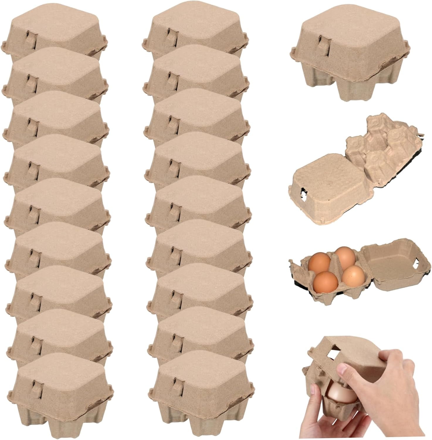 Cardboard Egg Cartons,20 Pcs Egg Cartons 4Cell Biodegradable Pulp