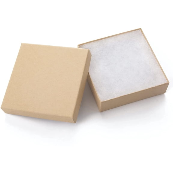 Cardboard Gift Boxes Brown 3.5x3.5x1 Inch (Pack of 40) for Jewelry and Gift Packaging