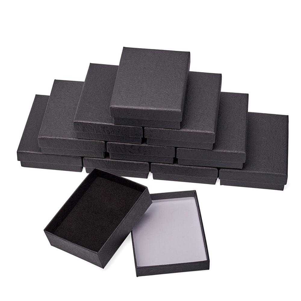 Cardboard Gift Boxes with Black Sponge inside Rectangle Black 8x5x2.7cm ...