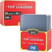 Cardboard Gold - 140pt Top Loaders for Cards - 200 Count - Premium 3x4 Inch Trading Card Toploaders - Protect Your Baseball and Sports Cards with These Crystal Clear Hard Plastic Sleeves Protectors