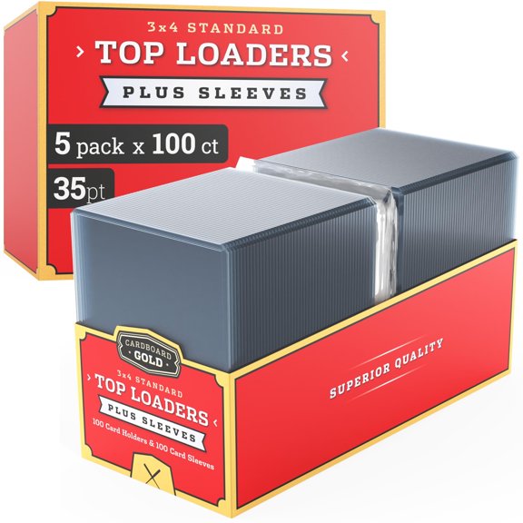 Cardboard Gold - 35pt Top Loaders for Cards with Bonus Soft Sleeves - 500 Count - Premium 3x4 Inch Trading Card Toploaders - Protect Your Baseball and Sports Cards with These Hard Plastic Protectors