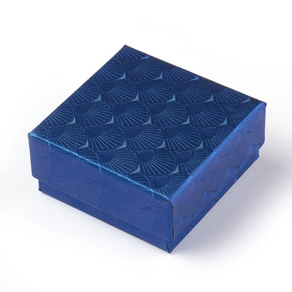 Cardboard Jewelry Set Boxes Square Marine Blue 7.5x7.5x3.5cm Diy