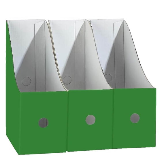 Cardboard Magazine Holder for Desk, Book Bins for Classroom Library, Office, Home, File Holder (Green, 6 Pack)