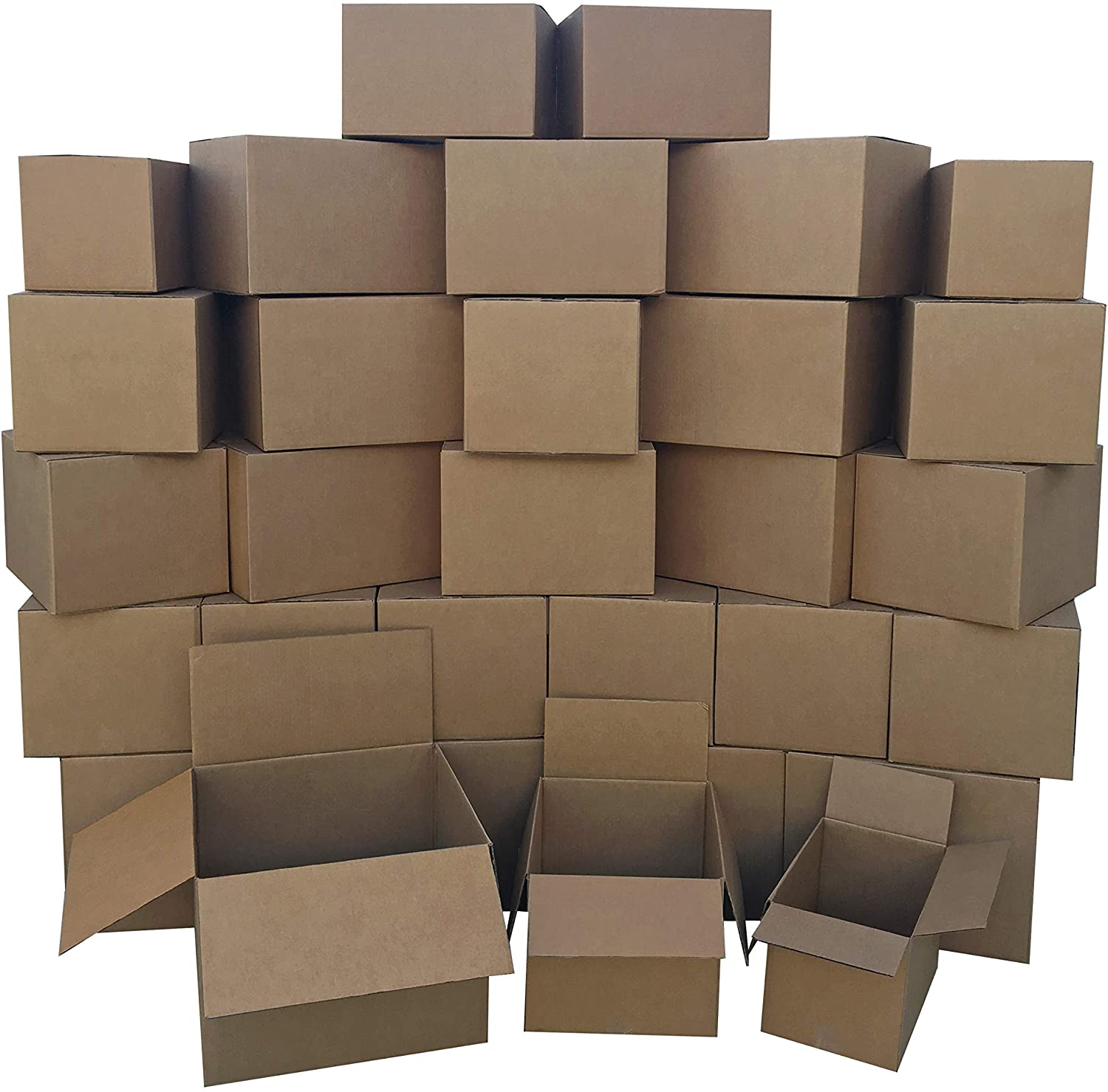 Cardboard Moving Boxes, Small, Medium, and Large (Assorted), 30-Pack, Brown