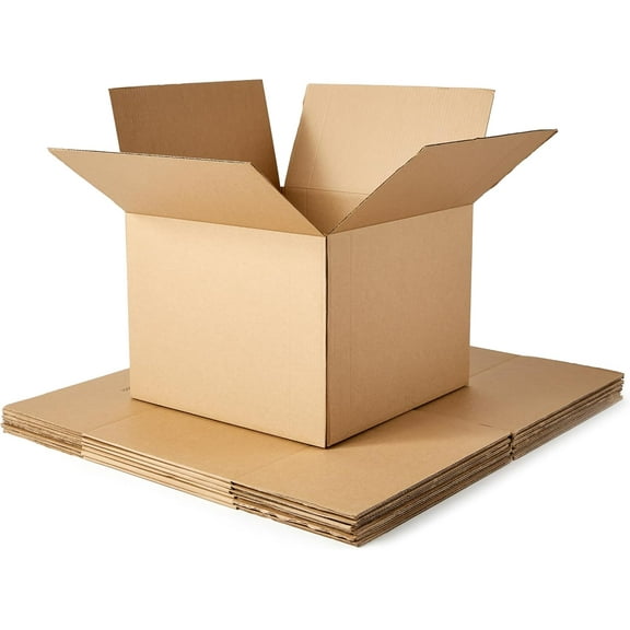 Cardboard Moving Boxes for Packing and Shipping, Large Size, 20" x 20" x 15", Brown, 12-Pack