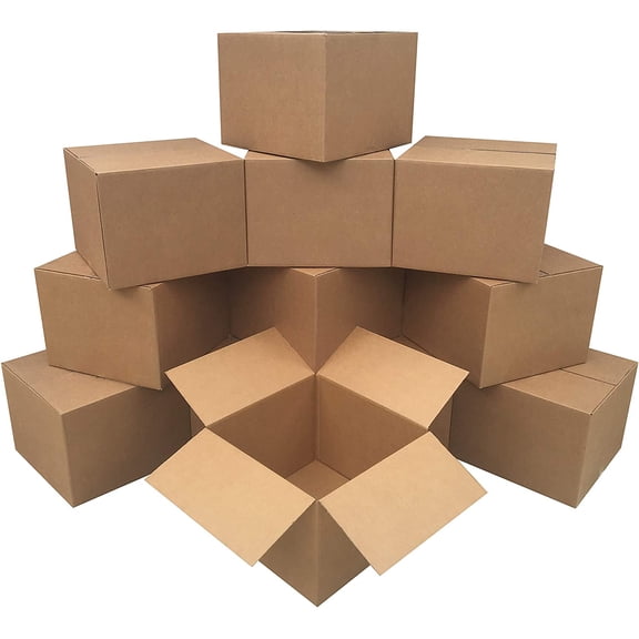 Cardboard Moving Boxes for Packing and Shipping, Small Size, 16" x 10" x 10", Brown, 15-Pack