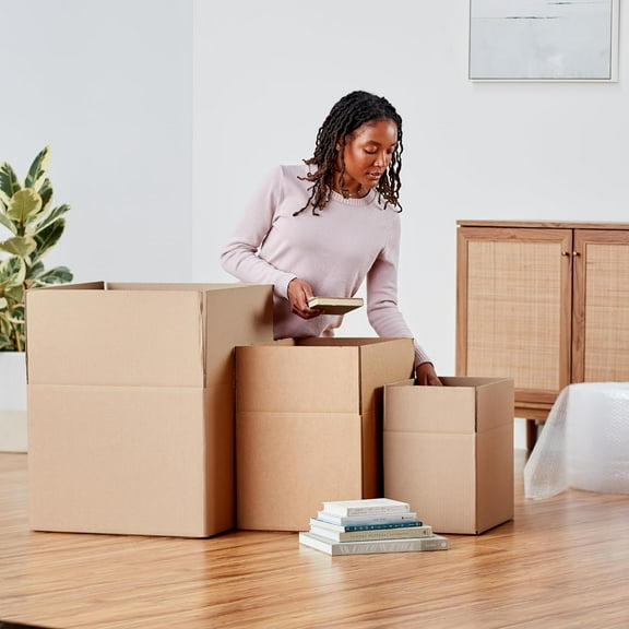 Cardboard Moving and Storage Boxes, 12 Pack, Large, Brown, 20" x 20" x 15"