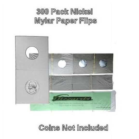 Cardboard/Mylar 2x2 Coin Holder Flips for Nickel 21.2mm, by Guardhouse 300 pk