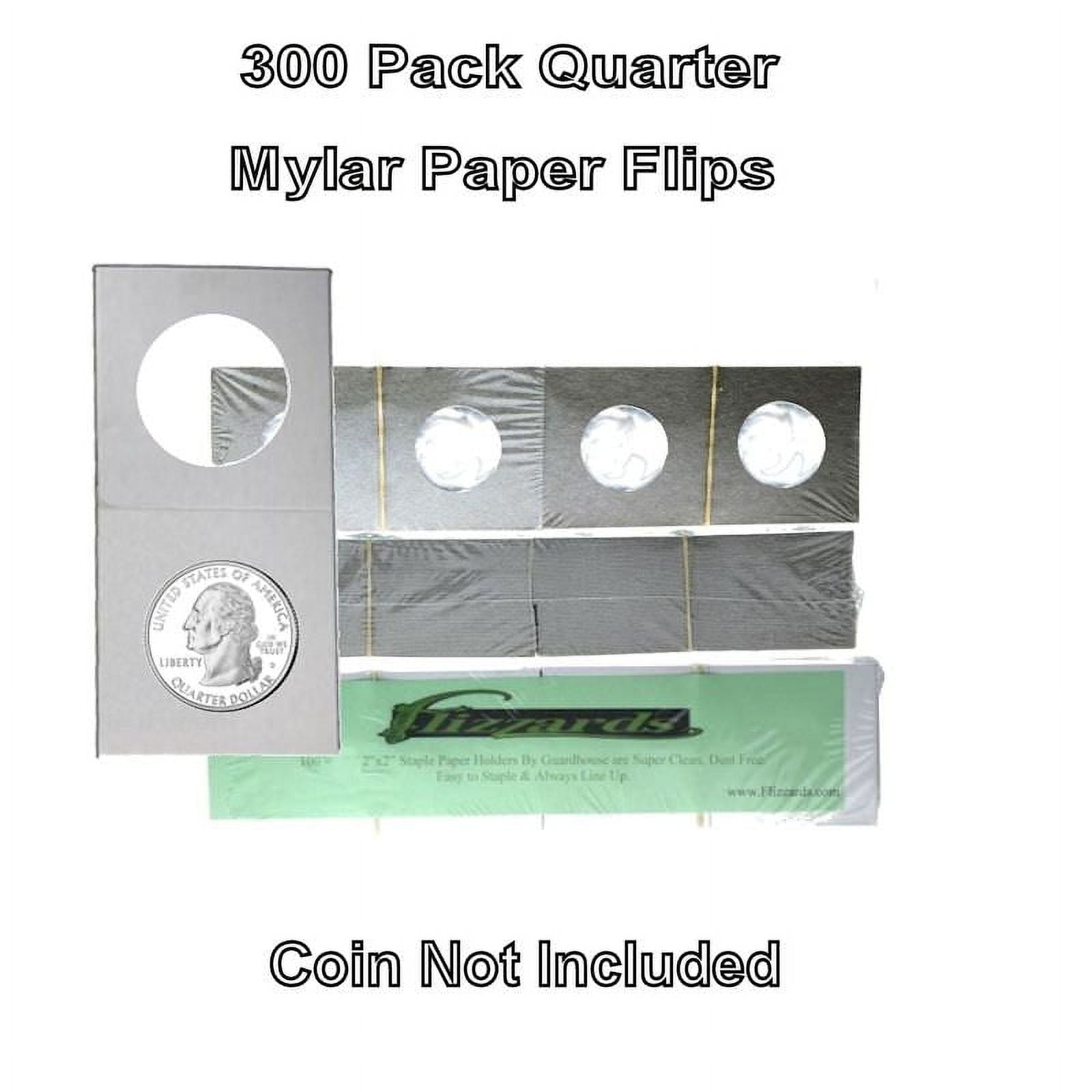Cardboard/Mylar 2x2 Coin Holder Flips for Quarter 24.3mm, by Guardhouse 300 pk