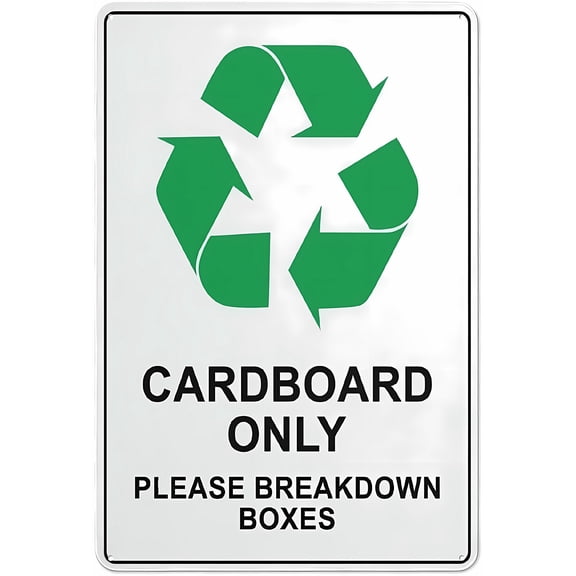 Cardboard Only Please Breakdown Boxes Sign, 8"x12" Safe Outdoor Sign, Clear Waste Management Sign for Home Business Driveway, Recycling Alert Sign